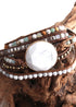 Boho Bracelet, RH 5 Layers Leather Wrap Bracelet, Black Tourmaline